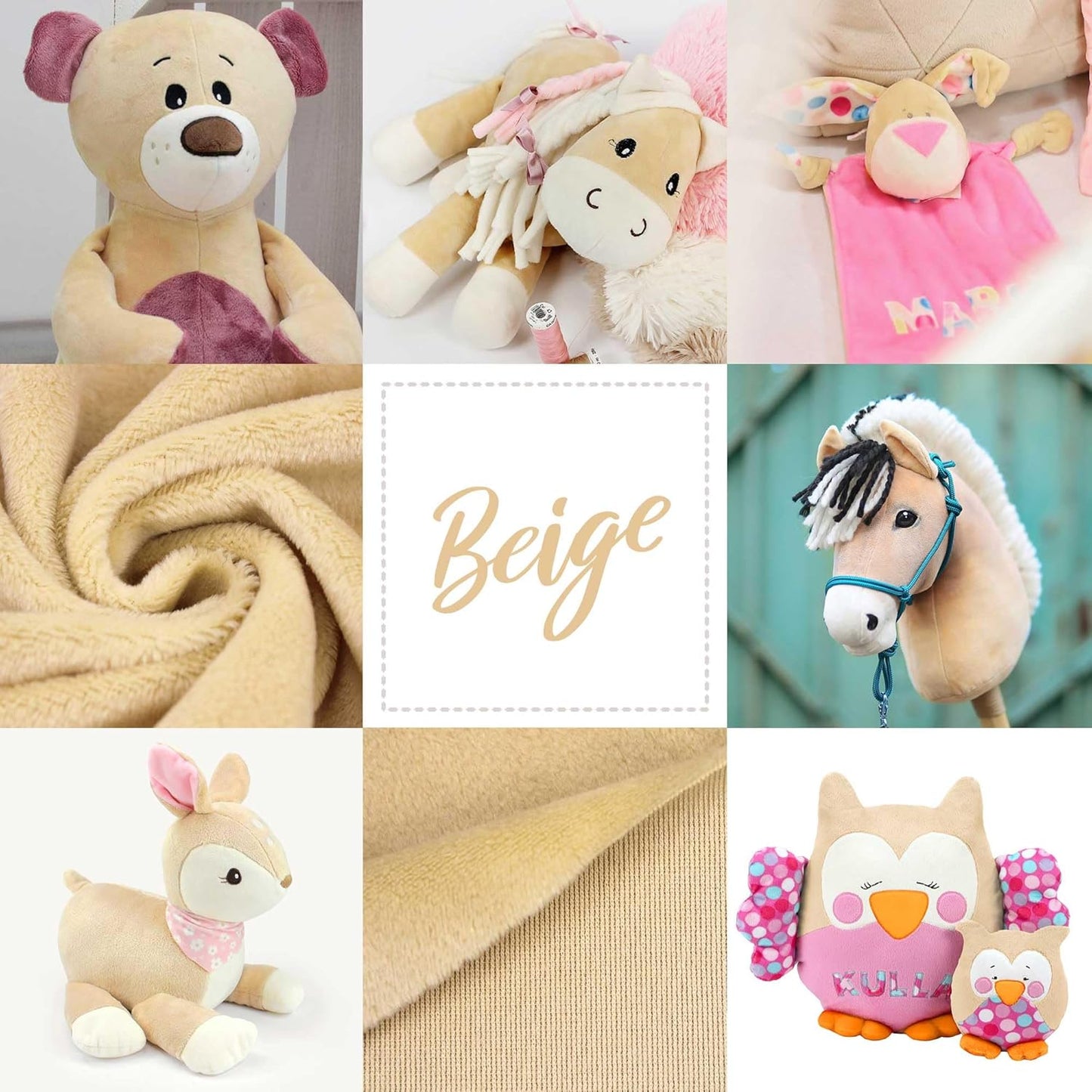 kullaloo Plush Fabric | Solid Beige Minky Fabric for Sewing (Pack of 2) | Super Soft Cuddle Material | 39.5x29.5 | Plushies, Baby Blankets, Pillows, Dog Beds, Cat Beds, Baby Accessories, Apparel