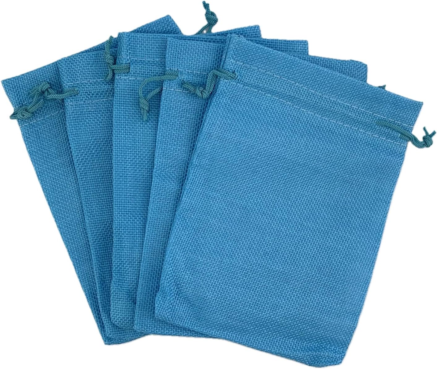Palmhomee Pack of 25 Burlap Gift Bags with Drawstring Linen Jewelry Pouches Wedding Hessian Jute Bags for Birthday and Treat Pouches Party Wedding Favors Gift (5x7 Inch, Ocean Blue)