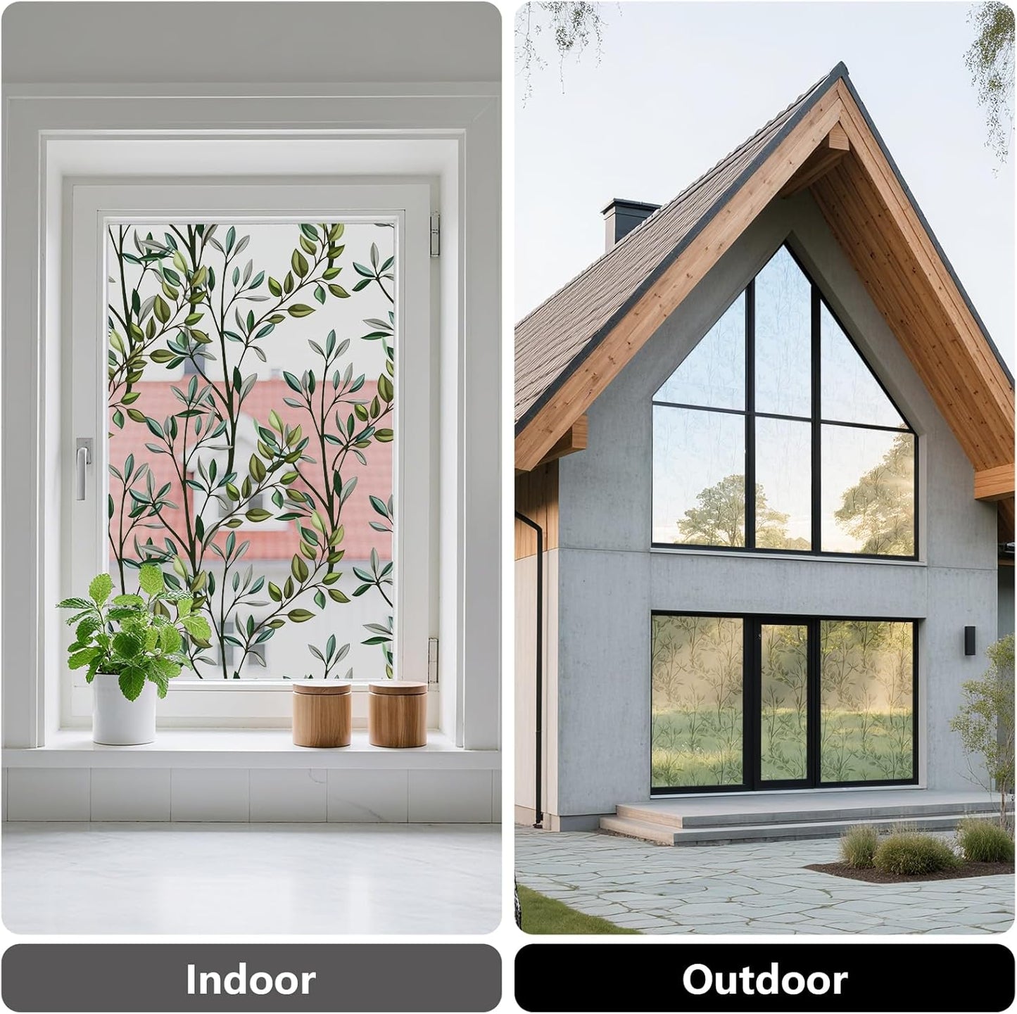 NINETREX One Way Window Privacy Film, Daytime Privacy Static Cling Sun Blocking Anti UV Reflective Window Tint for Home and Office 17.5 x 78.7 inches, Silver Leaf