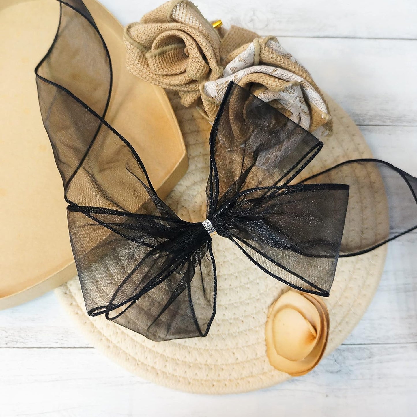 CT CRAFT LLC Sheer Organza Wired Ribbon 2.5" x 50Yards Black for Wedding Chair Bow Flora Bouquet Gift Wrapping Christmas Tree Home Decor Wreath