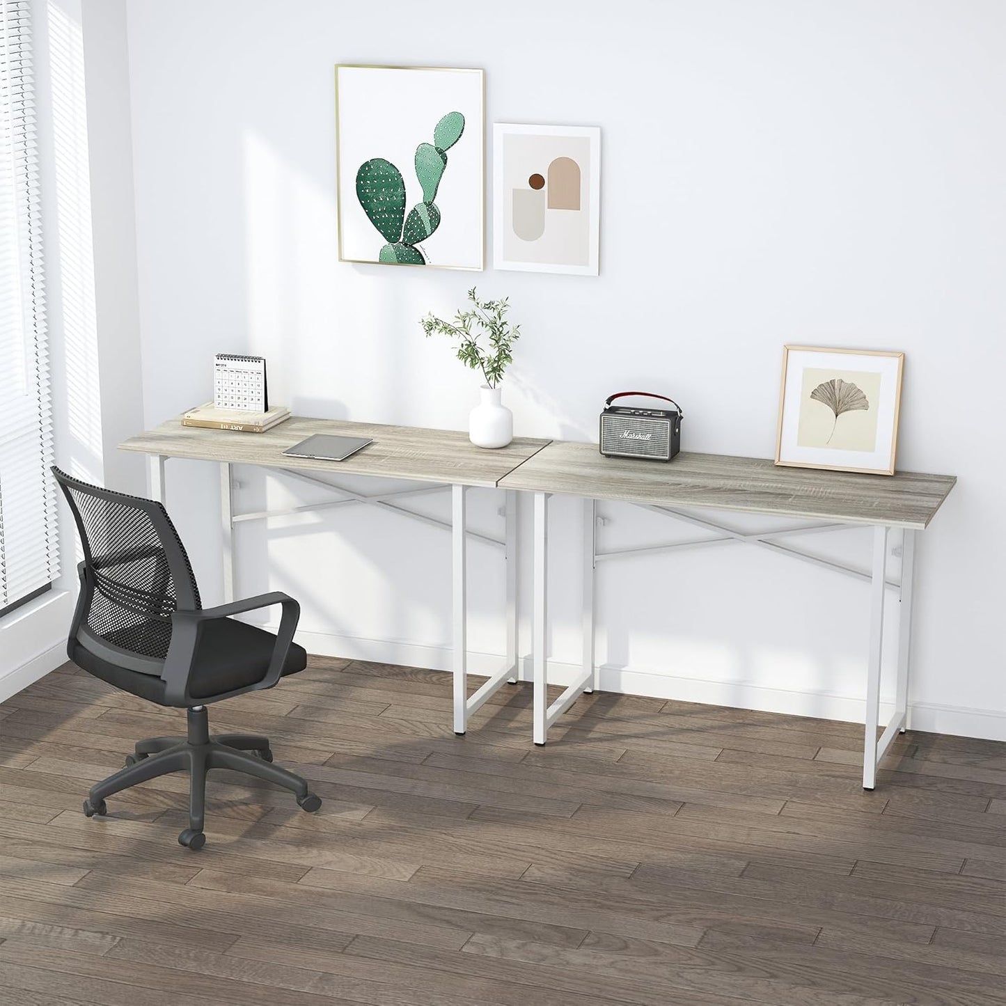 Folding Desk 47 inch No Assembly Required Home Office Table, Writing Gaming Computer Camping Desk, Beige