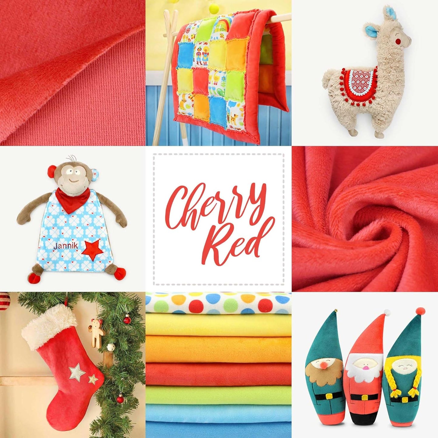 kullaloo Plush Fabric | Solid Cherry Red Minky Fabric for Sewing (Pack of 2) | Super Soft Cuddle Material | 39.5x29.5 | Plushies, Baby Blankets, Pillows, Dog Beds, Cat Beds, Baby Accessories, Apparel
