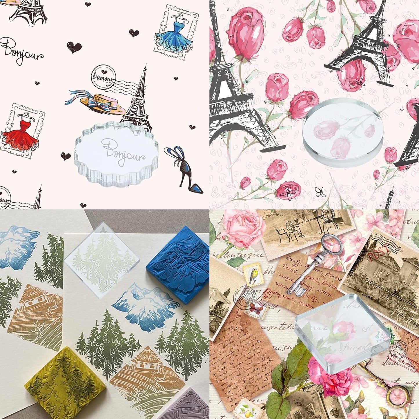 PATIKIL Acrylic Stamp Block, 1 Pack Clear Stamping Block with Grid Lines Decorative Mounting Blocks Set Rectangle for Scrapbooking DIY Crafts Cards Making