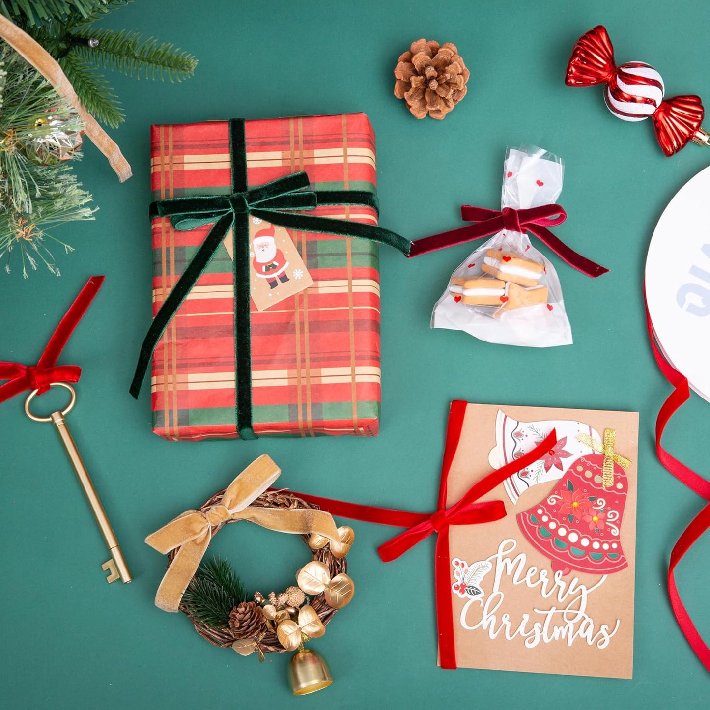 Vintage Hunter Green Velvet Ribbon, 3/8 Inch X 25Yd