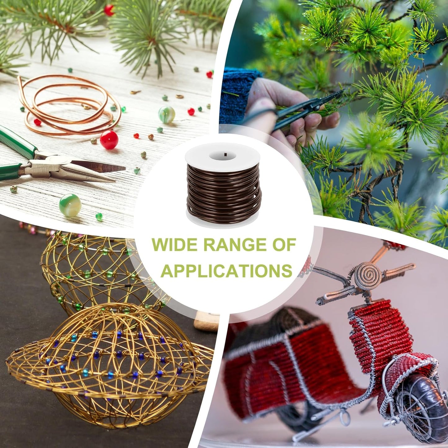 MECCANIXITY 9 Gauge Anodized Aluminum Craft Wire Bendable Bonsai Training Wire 56 Feet 3mm for Sculpting Crafts Wreath Floral Beading Jewelry Making, Brown