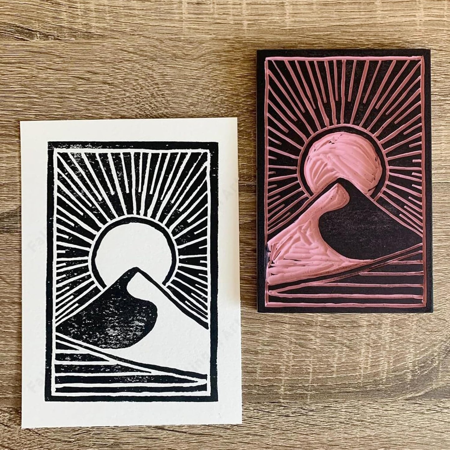 Falling in Art 4 x 6" Pink Rubber Carving Blocks, 12 Pack Soft Linoleum Blocks for Printmaking, Stamp Making, and DIY Crafting, 4/17" Thick