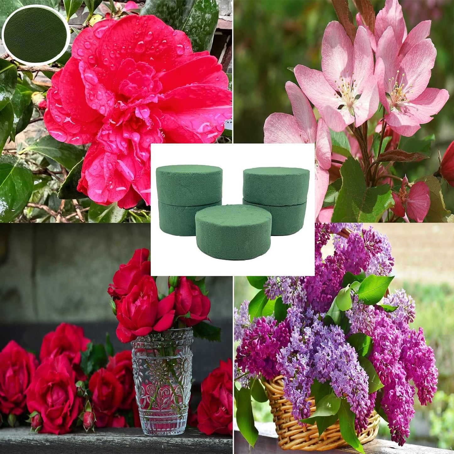 5 Pcs Floral Foam, Dry Wet Floral Foam Bricks Round for Artificial Flowers, 6.3 Inch
