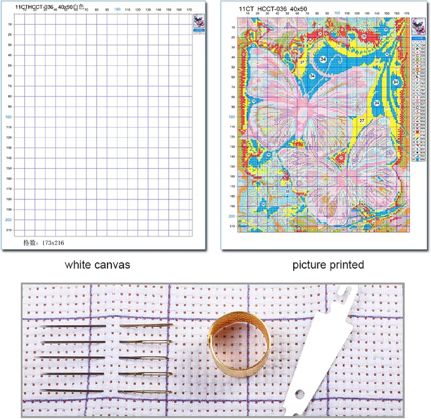Stamped Cross Stitch Kits - Beach Night Landscape Counted Cross Stitch Kits for Beginners Adults Needlepoint Cross-Stitch Patterns-Night View by The River 16x20 inchs