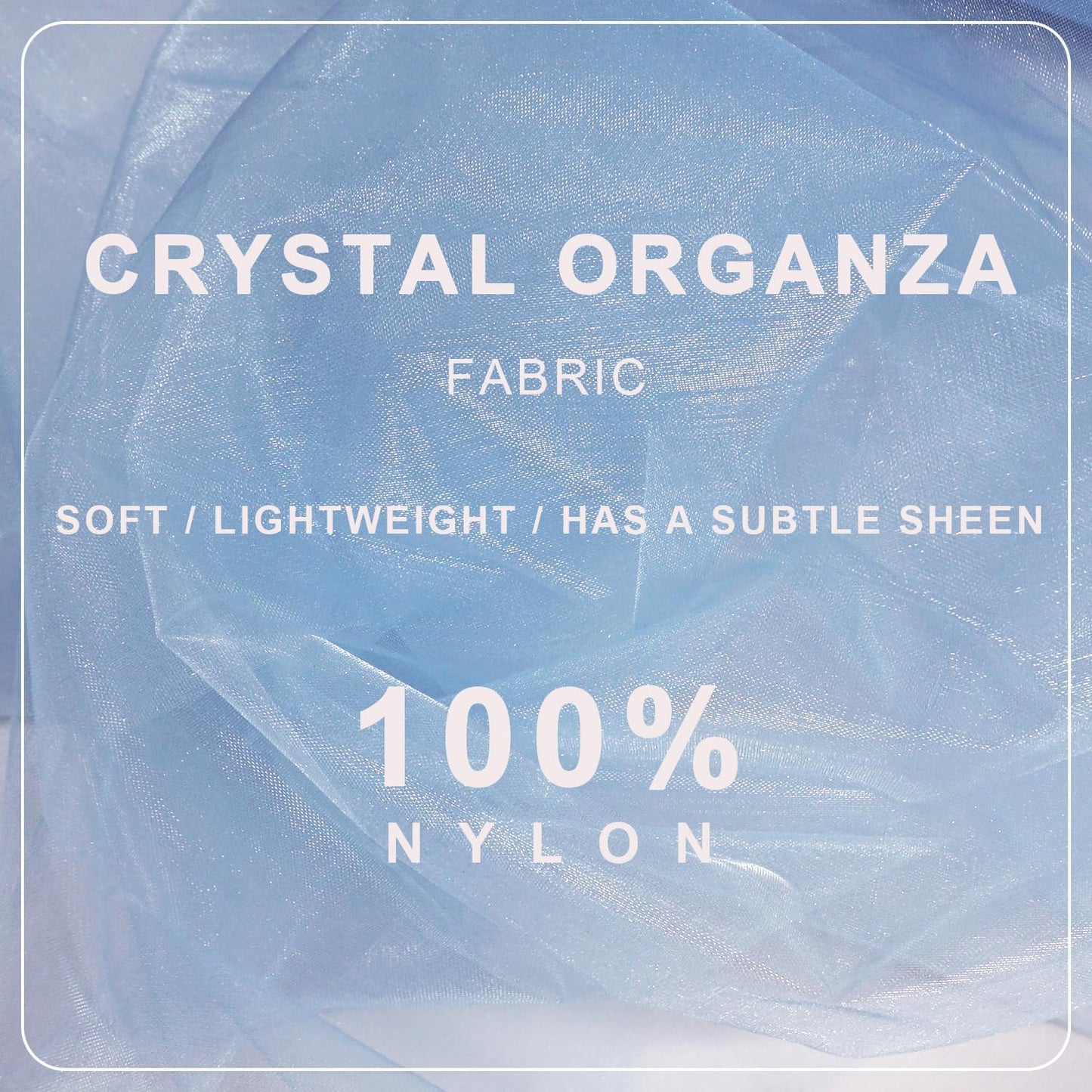 Organza Tulle Fabric Rolls, Crystal Organza 12" by 50 Yards (150 ft) Sheer Nylon Silky Shiny Netting Spool Bolt for DIY Craft Table Runner Wedding Baby Shower Party Decor (Baby Blue)