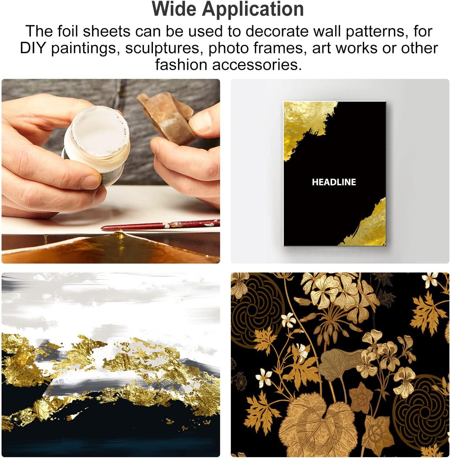 MECCANIXITY Gold Leaf Foil Sheet, Classic Silver Leaf Papers, 3.3 Inch x 3.1 Inch for Art Decoration, Sculptures, Painting, Pack of 150 Pcs