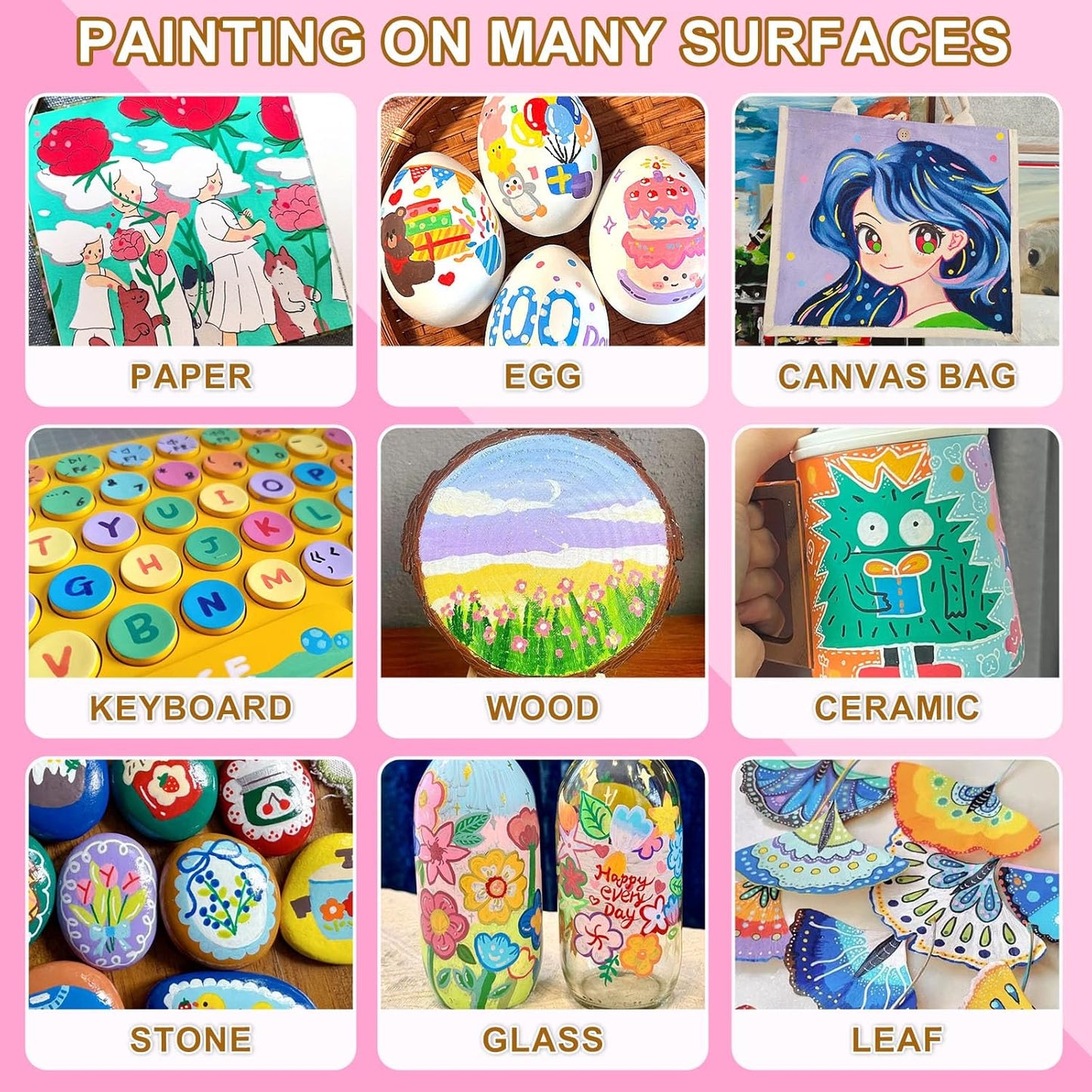 144 Colors Dual Tip Acrylic Paint Markers,Waterproof, Non-Toxic, Odorless Acrylic Markers Pens,Paint Pens & Paint Markers for Rock, Wood, Glass, Stone, Canvas, Ceramic, Fabric and Paper Painting