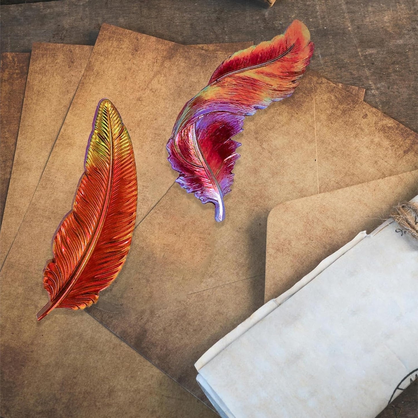 Wehous 3PCS Feather Resin Mold 3D Feather Shape Silicone Molds for Epoxy Resin Casting Concrete Wall Hanging Keychain Jewelry Pendant Decor Mould DIY Art Craft Halloween Christmas Home Decor