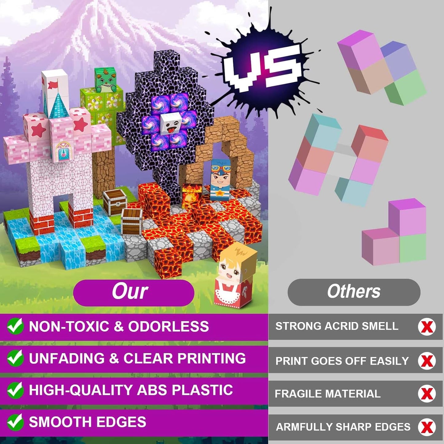 Magnetic Blocks 150 PCS Magnetic Building Blocks, 3+ STEM Montessori Sensory Toys, Magnetic Cube for for 3 4 5 6 7 8 9 10 11 12 8-12 Years Old Boys & Girls Birthday Gifts