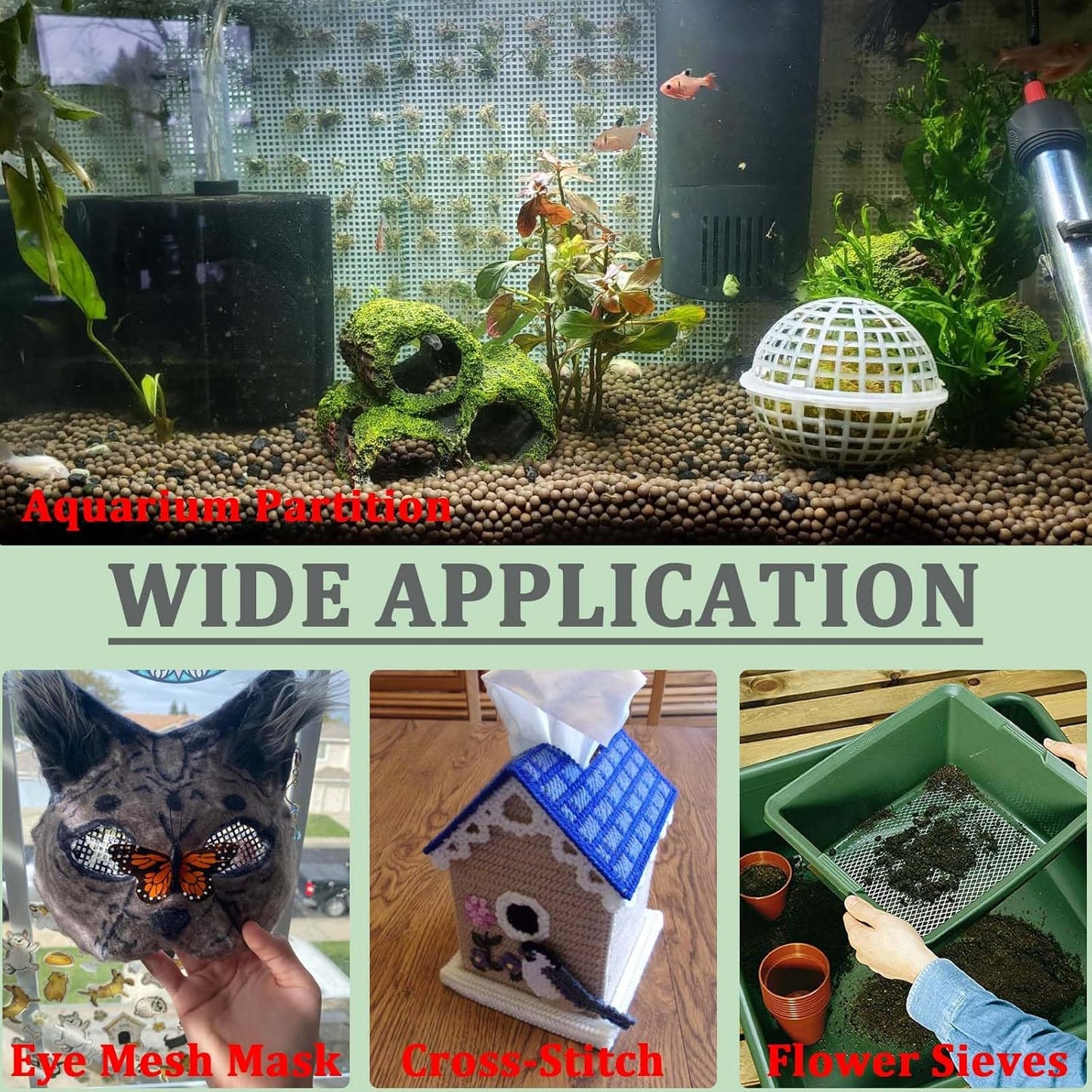 APOCHON 50 Pieces 7 Count Plastic Mesh Canvas Sheets, 10.2 x 13.1 Inch, White, Plastic