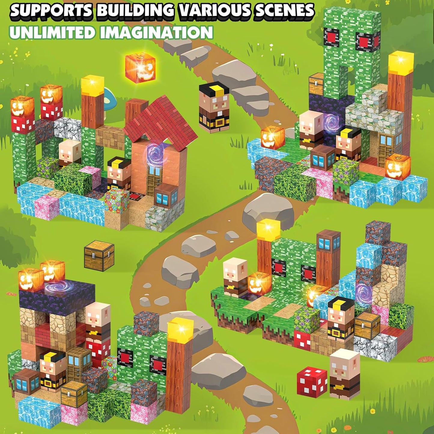 Magnetic Building Blocks, Magnetic Blocks STEM Construction Toys, Montessori Sensory Stacking Toys for Toddlers, Magnet Cubes with Light Blocks, Christmas Birthday Gifts for Kids Age 3 4 5 6 7 8-12