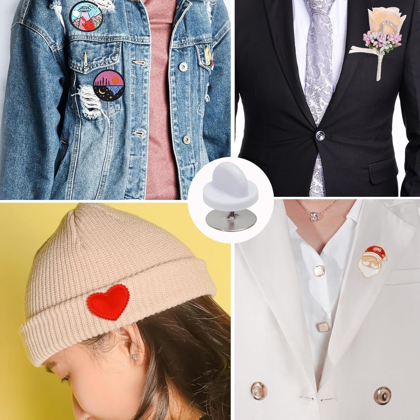 400pcs PVC Rubber Butterfly Clutch Pins Tie Tacks Blank for Uniform Badges Backing Holder Clasp Lapel Enamel Pins(200 Sets),White