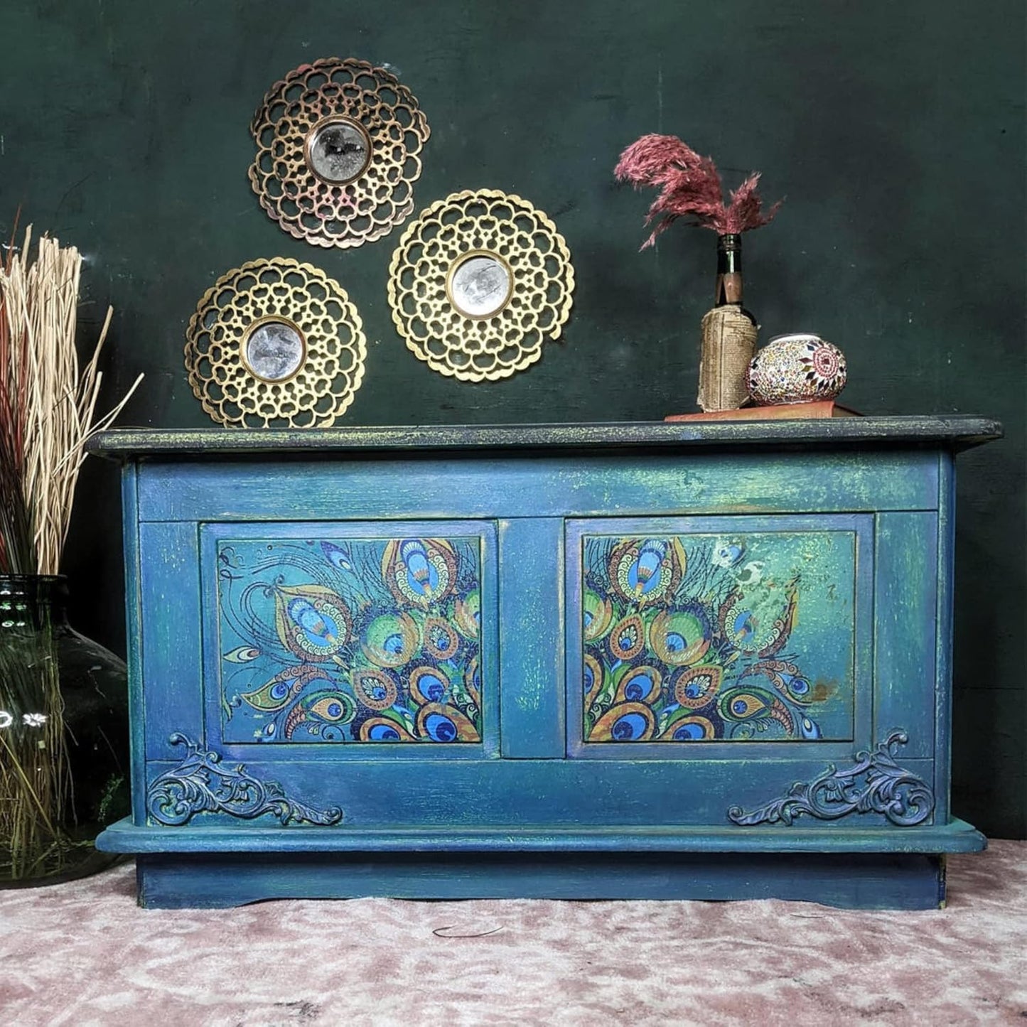 Dixie Belle Paint Company Chalk Finish Furniture Paint - Peacock (8oz) - Matte True Teal Chic Chalk Mineral DIY Furniture Paint