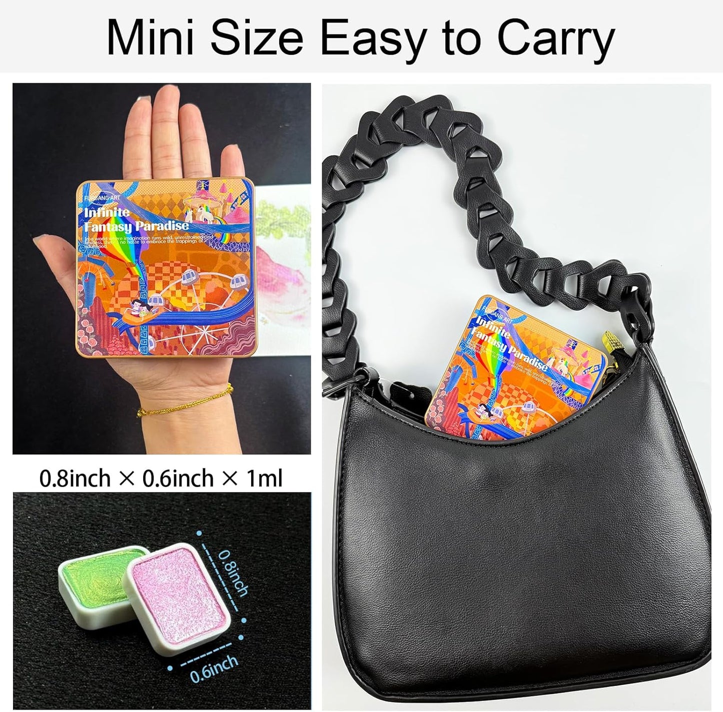 Glitter Watercolor Painting Kit,30 Color Shifting Watercolor Paint Set, Metallic Watercolor Paints, Solid Water Colors Paint Adult Set, Detail Paint Brush Included, for Artists