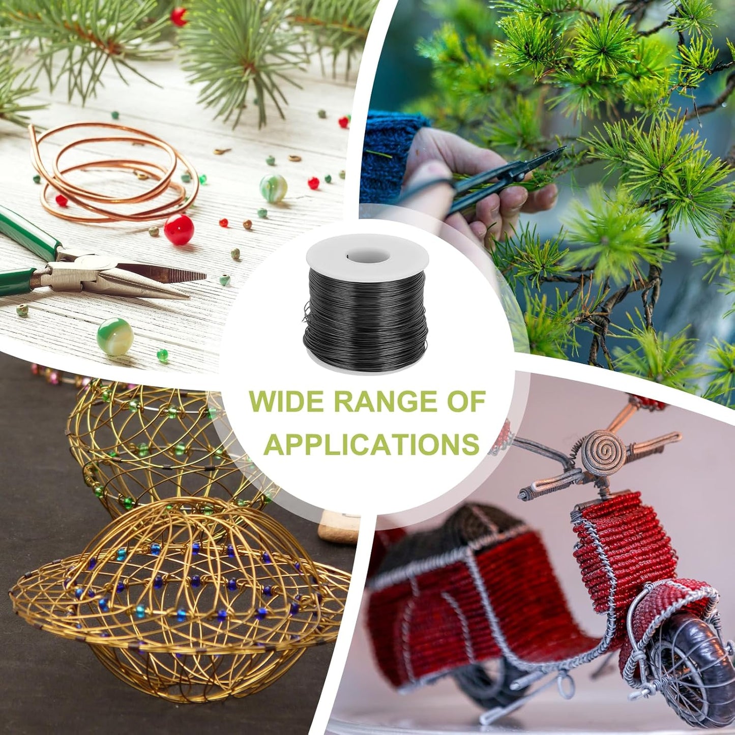 MECCANIXITY 20 Gauge Anodized Aluminum Craft Wire Bendable Bonsai Training Wire 771 Feet 0.8mm for Sculpting Crafts Wreath Floral Beading Jewelry Making, Black