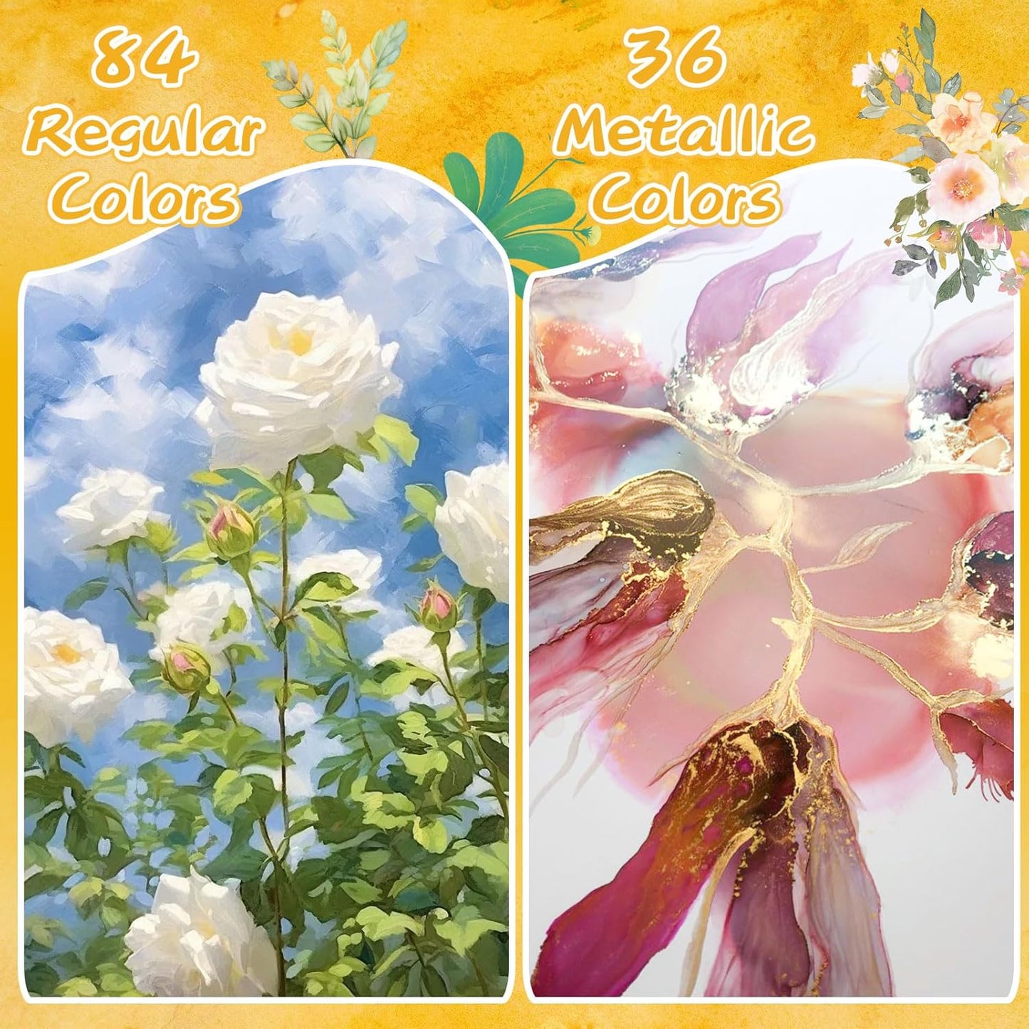 Caliart Watercolor Paint Set, 128 Colors with 4 Brushes Metallic Color Palette Kit, Portable Travel Watercolors Painting Gifts for Adults Artists Painters Beginners Art Supplies