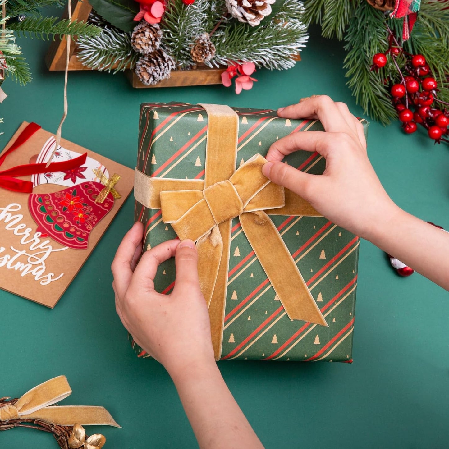 Vintage Khaki Velvet Ribbon, 1 Inch X 25Yd