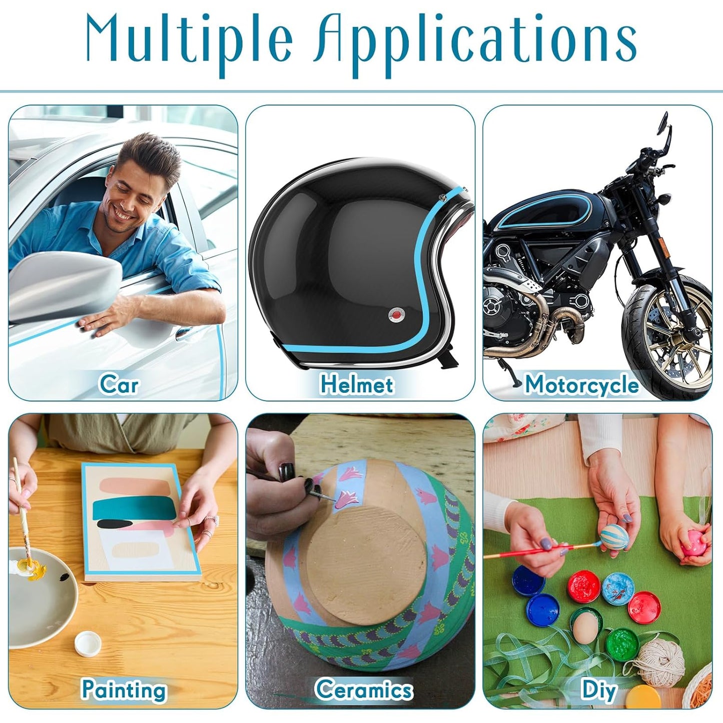 Xuniea 5 Rolls of Vinyl Tape Masking Tape Automotive Car Auto Paint for Curves, High Temperature Vinyl Low Tack (1/4 Inch)