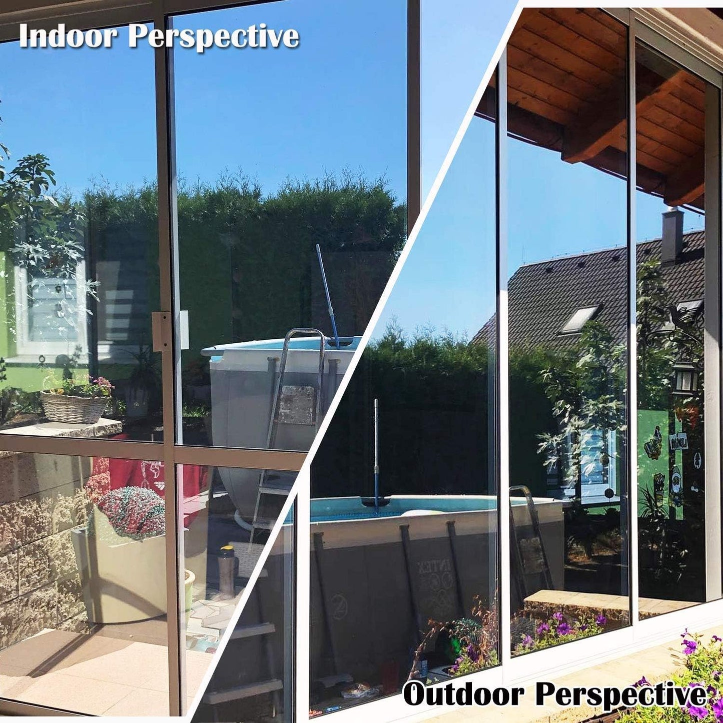 Niviy One Way Window Film Daytime Privacy Mirror Effect Reflective Window Tint for Home Self Adhesive UV Sun Blocking Heat Control Glass Door Films 35.4 x 118 inches Silver