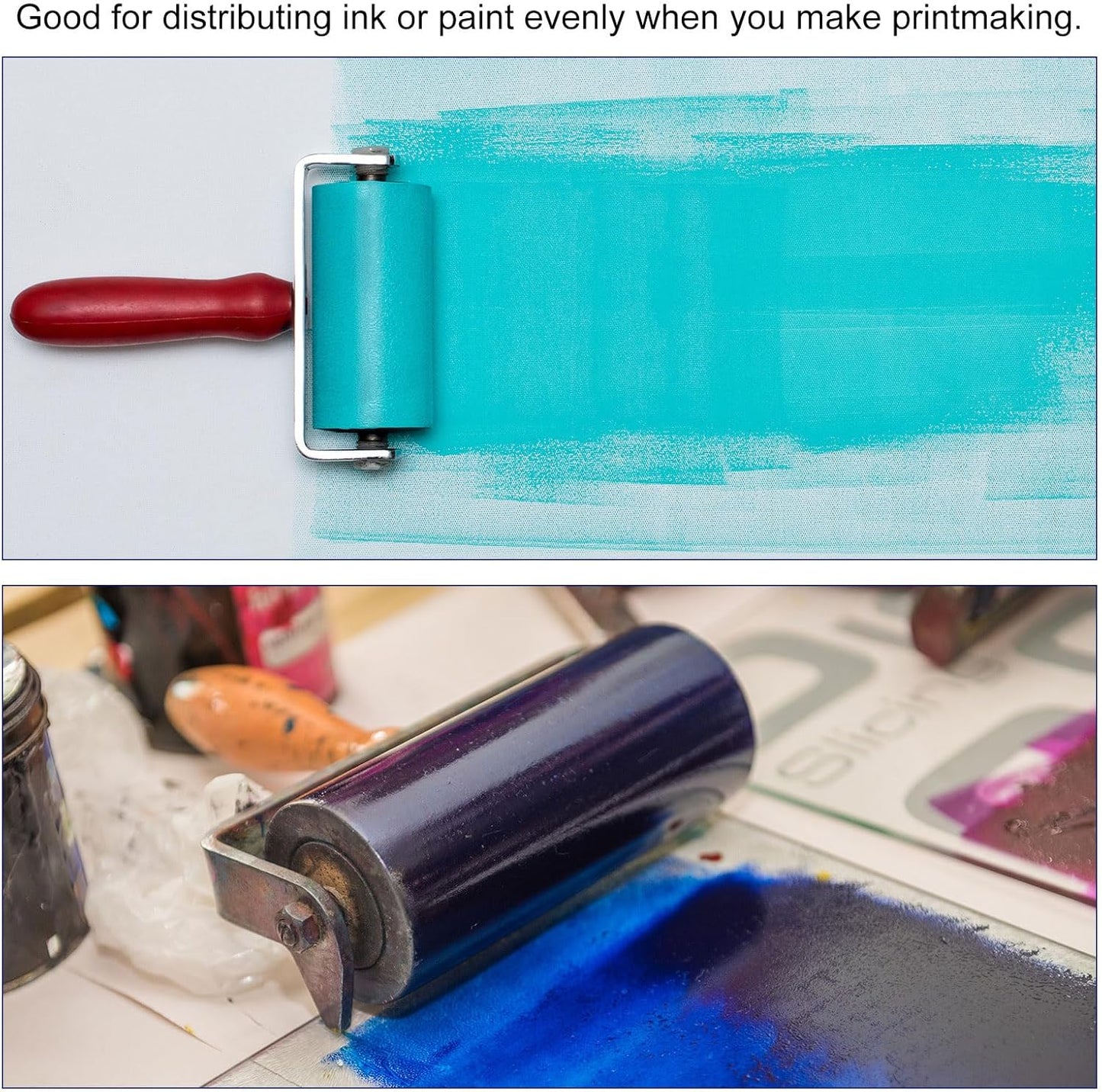 PATIKIL 6 Inch Acrylic Roller Brayer, Clay Rolling Pin Tools with Steel Handle for Wallpaper Printing Printmaking Ink Stamping Tape Construction (Pack of 2)