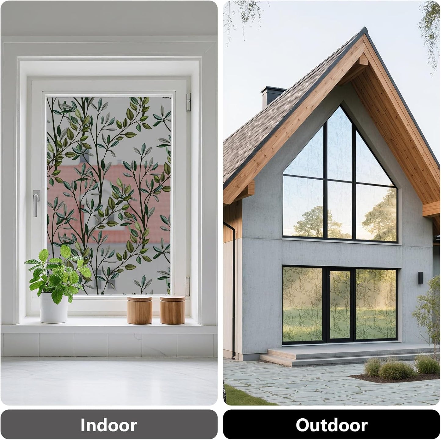 NINETREX One Way Window Privacy Film, Daytime Privacy Static Cling Sun Blocking Anti UV Reflective Window Tint for Home and Office 17.5 x 78.7 inches, Black Silver Leaf