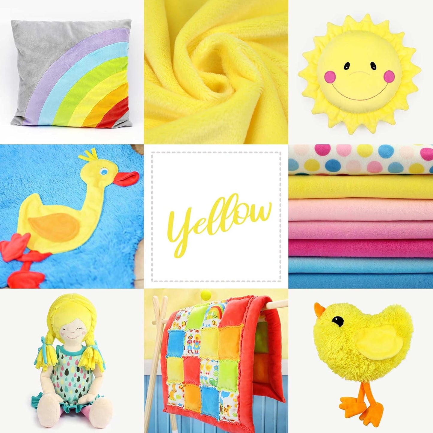 kullaloo Plush Fabric | Solid Yellow Minky Fabric for Sewing (Pack of 2) | Super Soft Cuddle Material | 39.5x29.5 | Plushies, Baby Blankets, Pillows, Dog Beds, Cat Beds, Baby Accessories, Apparel