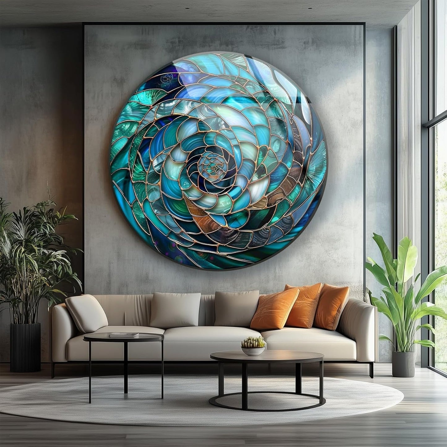My Photostation.com 15.8''(40cm) Diameter Ocean Vortex Spiral Round Glass Wall Art Tempered Glass Printing Wall Decor Large Wall Art Wall Hangings