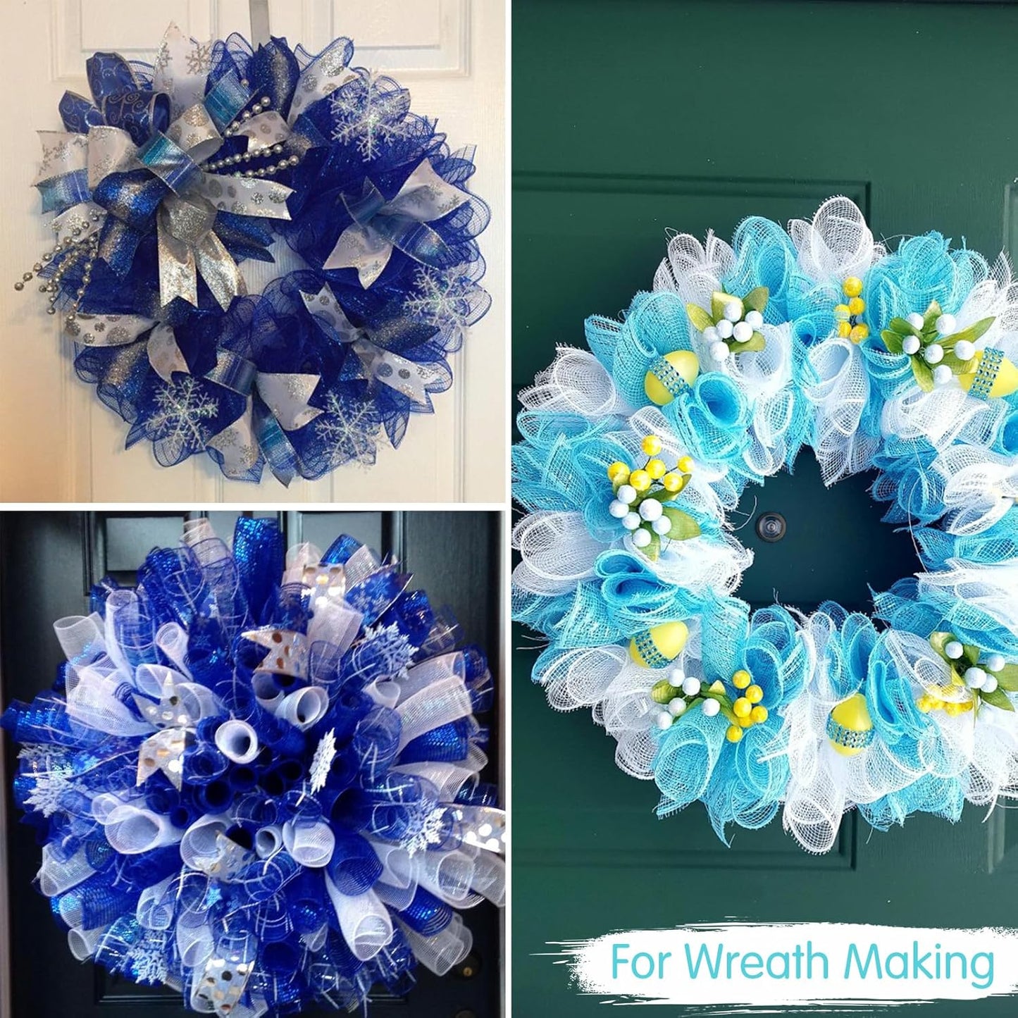 TONIFUL 2 Rolls 10 Inch White Decorative Mesh Ribbbon Rolls, Fabric Mesh for Mesh Wreath Supplies, Front Door Wreath Crafts Tree Decor Christmas NewYears Halloween Decoration (10 yds/roll)