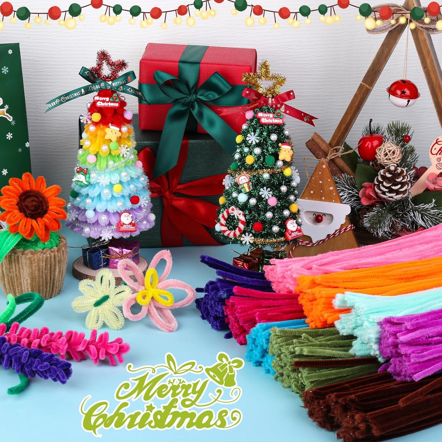 200PCS Pipe Cleaners, Yellow Pipe Cleaners Chenille Stem, Fuzzy Sticks Pipe Cleaners Craft Supplies for DIY Arts Crafts Project