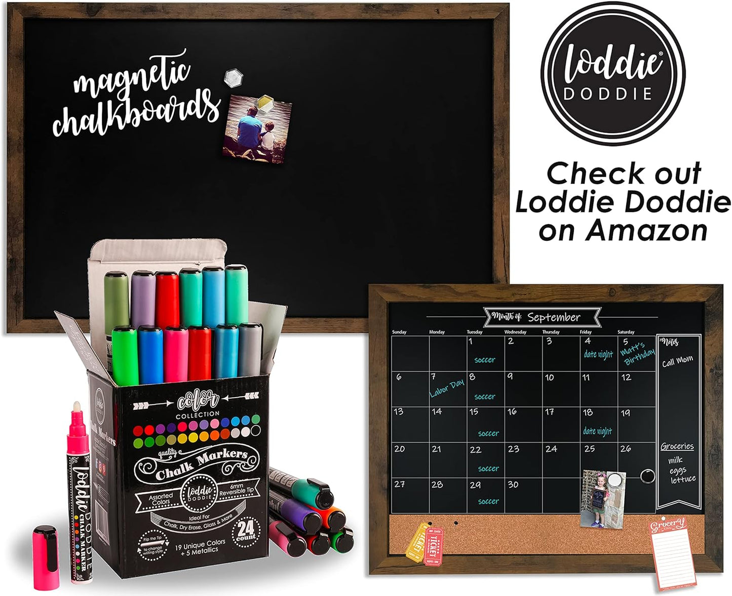 Loddie Doddie Erasable White Chalk Markers for Signs, Blackboard, Glass - Ultra Fine, Medium, Broad Tips (1mm, 3mm, 6mm, 10mm, 15mm) - Liquid Chalk Markers - Pack of 5