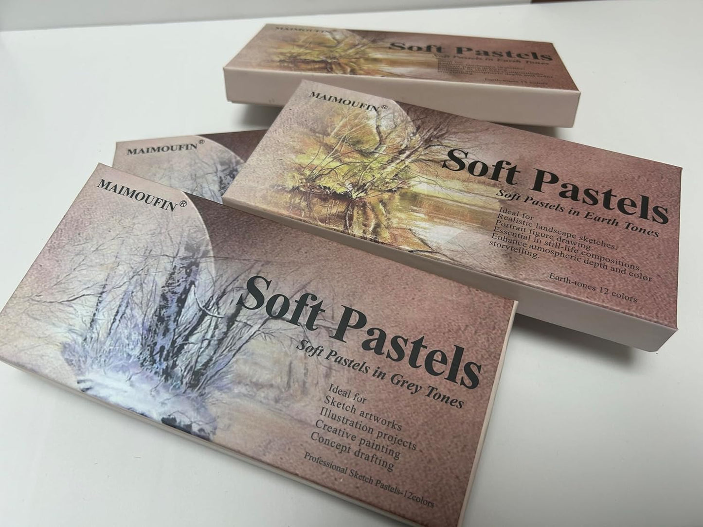 12-Pack Gray Tone Soft Pastel Sticks - Square Water-Soluble Artist Chalks with High Pigment for Sketching, Drawing & Illustration (Perfect for Artists, Beginners & Hobbyists) (Grey)