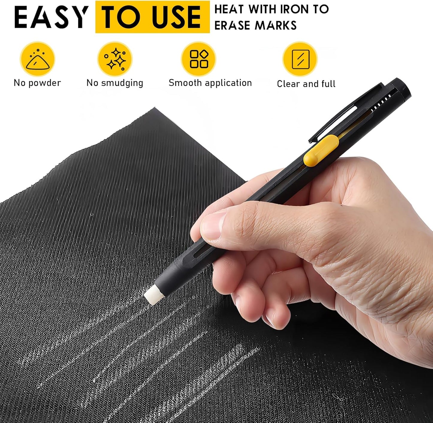 Heat Erasable Fabric Marker for Sewing,Washable,Quilting, Embroidery,Erasable Pens for Fabric,Suitable for Cotton, Knitted Fabrics, DIY Sewing Tools (1 Pen + 20 Premium Refills)