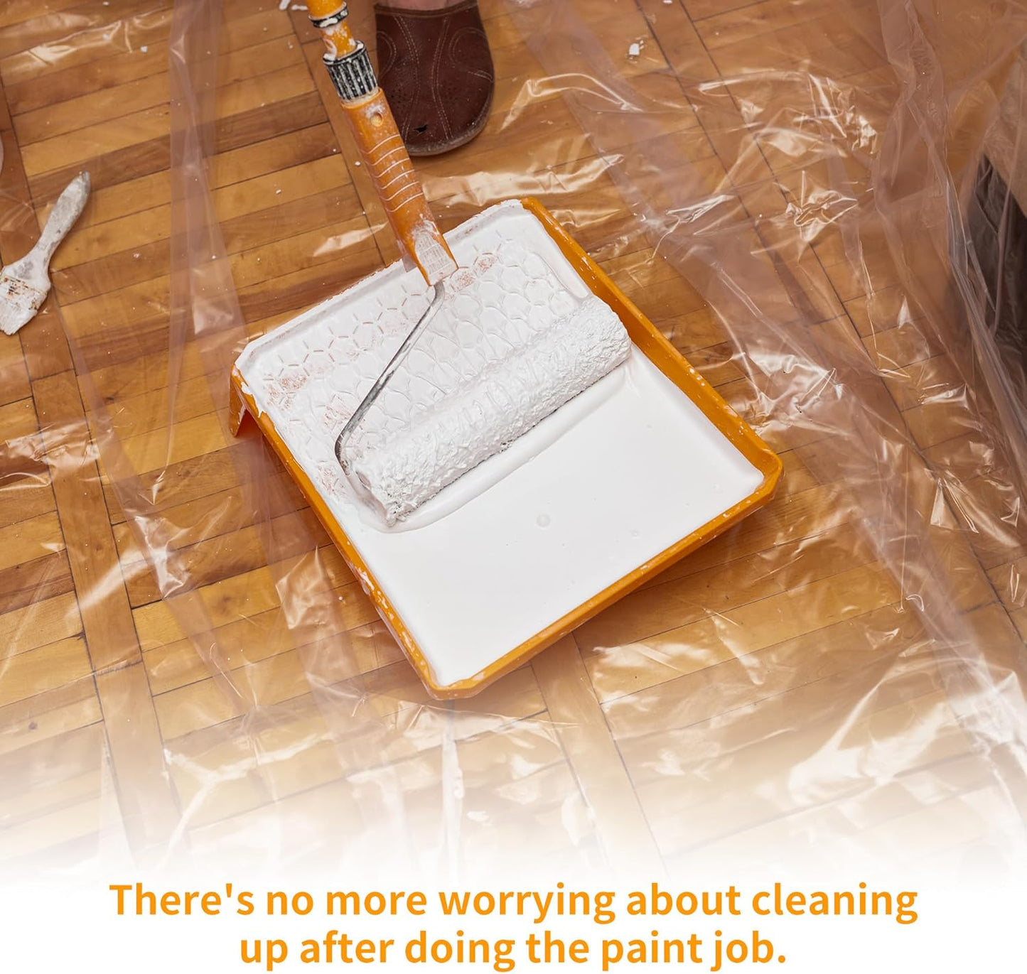 Pre-Taped Masking Film 3 Pack Each 118in x 65 feet Rolls, Tape and Drape, Painters Plastic Sheeting Drop Cloth for Automotive Painting Covering, House Decoration Furniture Floor Dustproof Cover