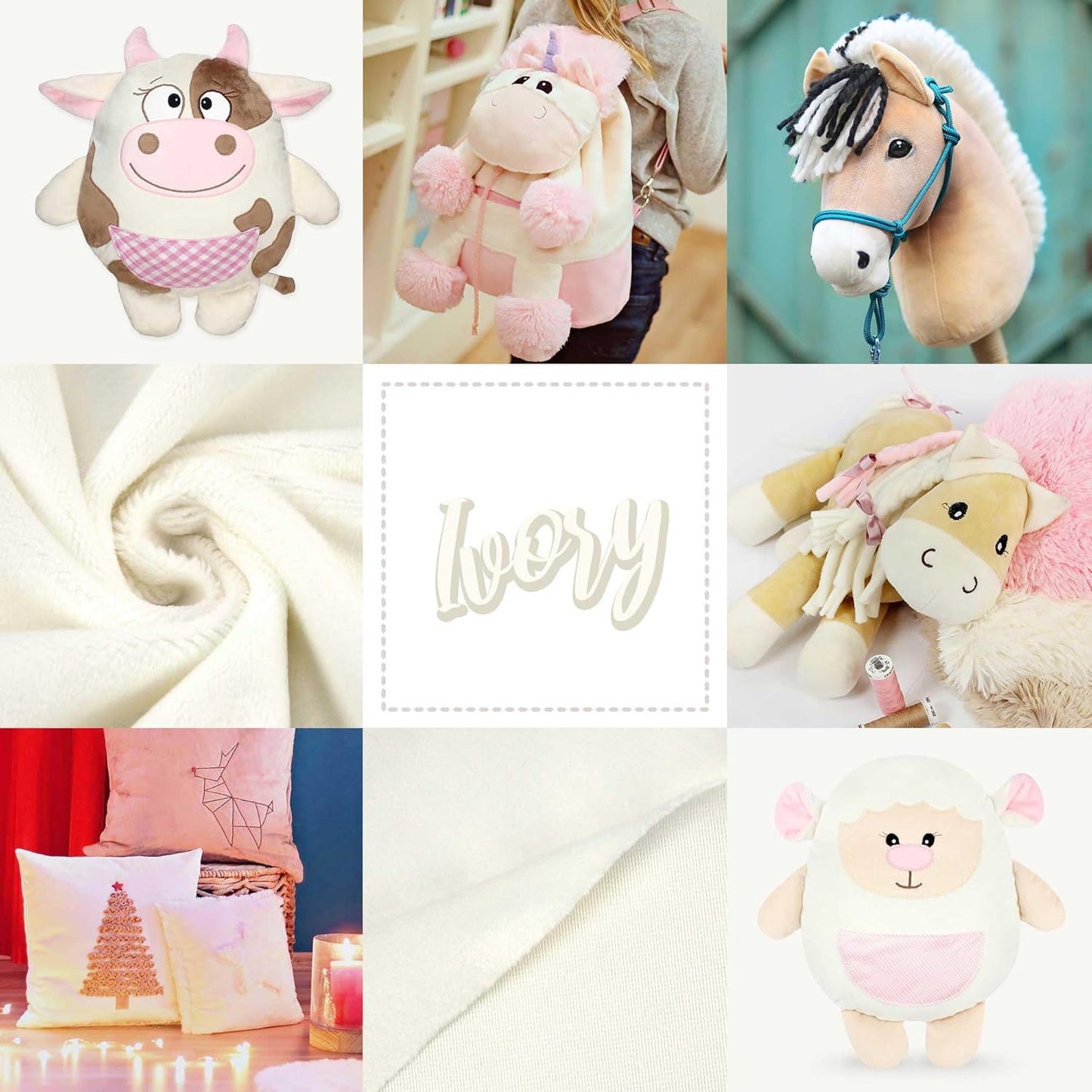 kullaloo Plush Fabric | Solid Ivory Minky Fabric for Sewing (Pack of 2) | Super Soft Cuddle Material | 39.5x29.5 | Plushies, Baby Blankets, Pillows, Dog Beds, Cat Beds, Baby Accessories, Apparel