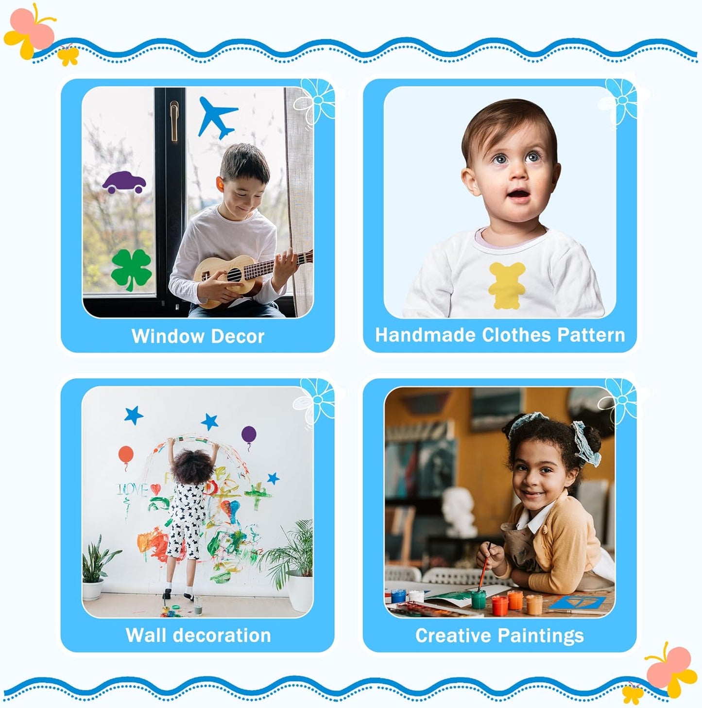 24 Pieces Stencils for Kids,Large Drawing Stencils Chalk Template,8 Inches Washable Shape Template Kit for Crafts,Painting Drawing for Kids Toddlers Preschool(Mandala, 8 inch)