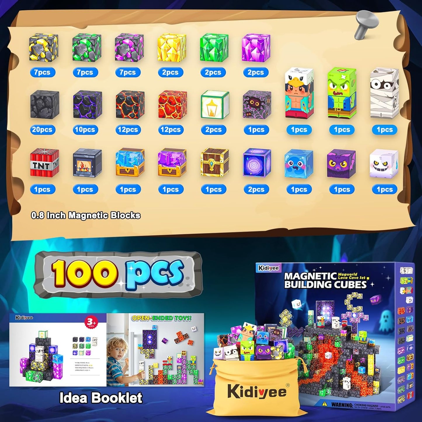 Magnetic Blocks - Mine Magnet World Building Toys for Kids Ages 4-6 6-8 8-12, STEM Magnetic Building Blocks Kids Sensory Toys Games, Gift for 3+ Year Old Boys and Girls