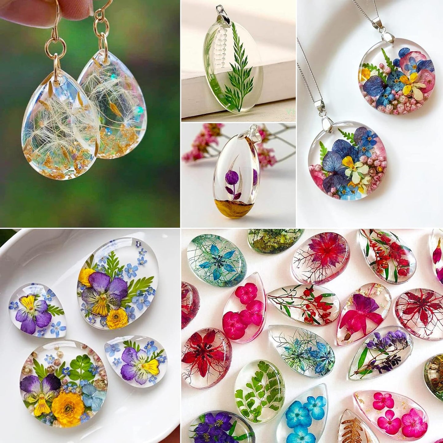 Resin Jewelry Molds for Casting - Silicone Molds for Epoxy Resin, Pendant Mold for DIY Gem Cabochon, Earring, Necklace Jewelry Making