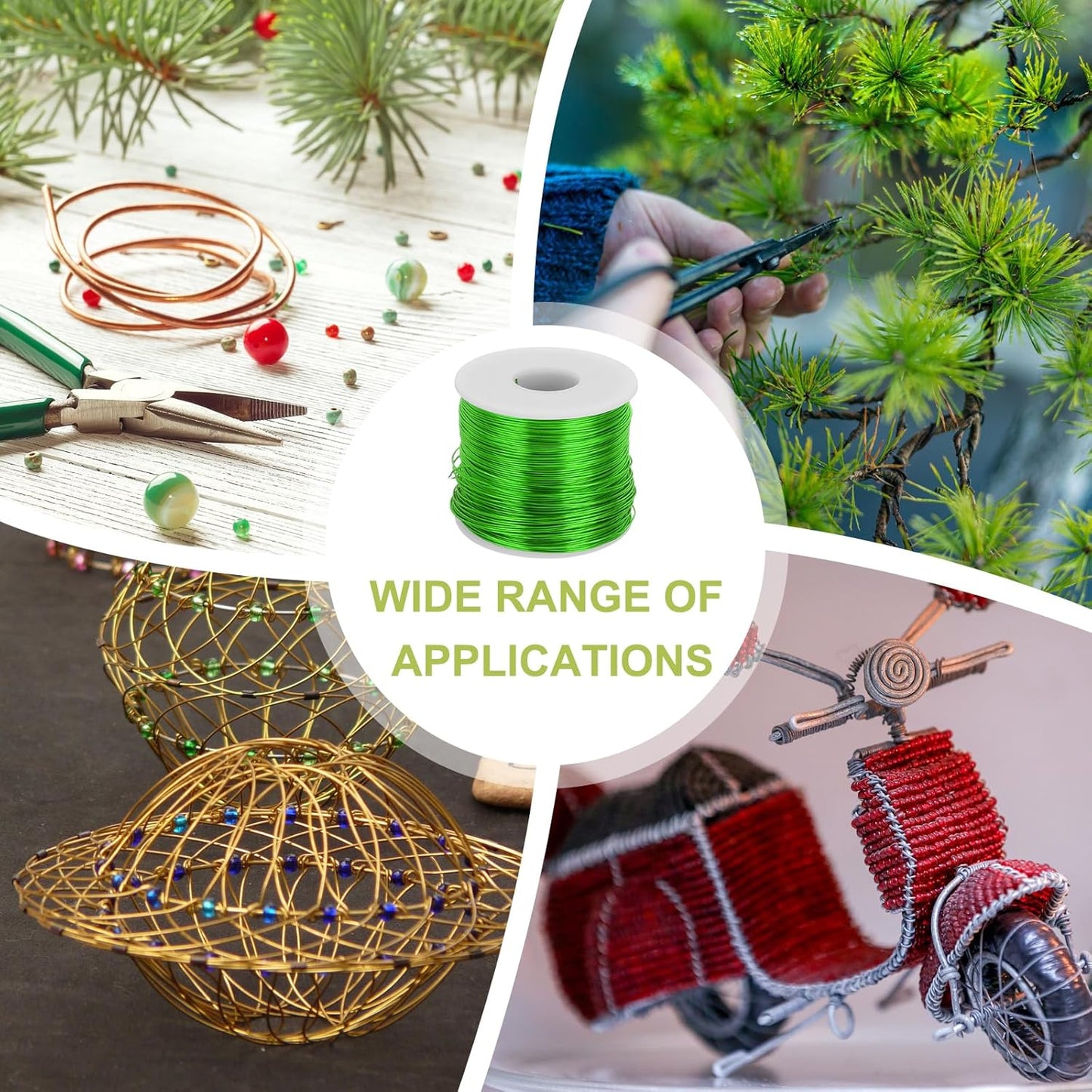 MECCANIXITY 20 Gauge Anodized Aluminum Craft Wire Bendable Bonsai Training Wire 771 Feet 0.8mm for Sculpting Crafts Wreath Floral Beading Jewelry Making, Green