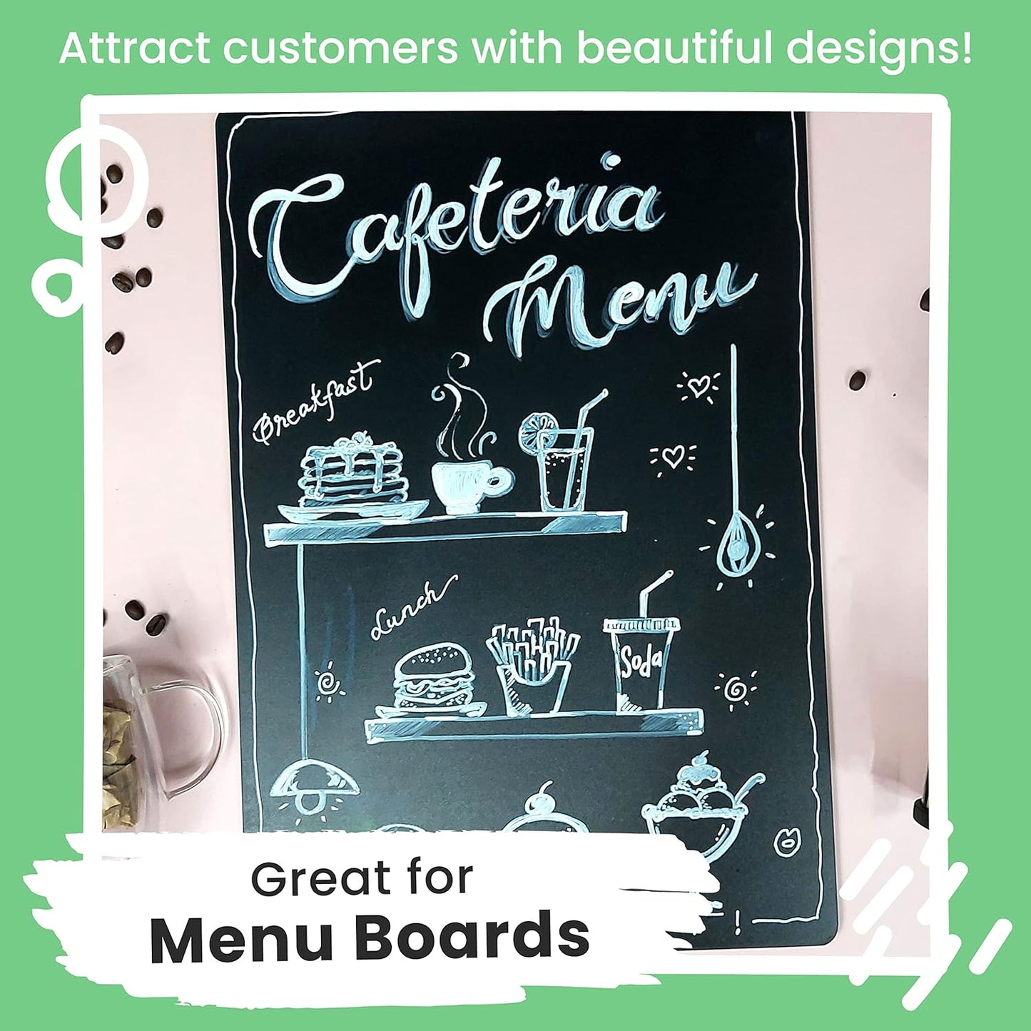 Chalkola White Chalk Markers - White Dry Erase Liquid Chalk Pens for Chalkboard, Blackboard, Window, Bistro, Car Glass, Board, Signs - Variety Pack of 6 - (3x) 1mm & 6mm