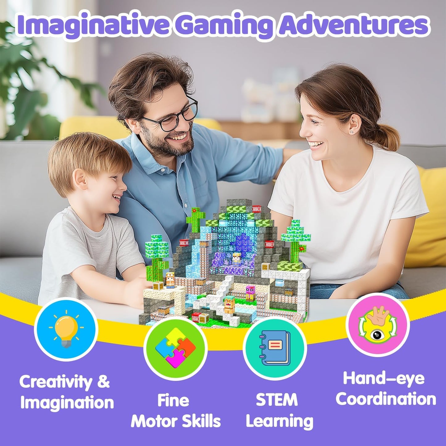 Magnetic Blocks, 150PCS Magnetic Building Blocks, Stacking Magnets for Kids, Sensory Toy for STEM Constructions Magnet Blocks for Boys Girls Age 3+, Christmas Birthday Gifts