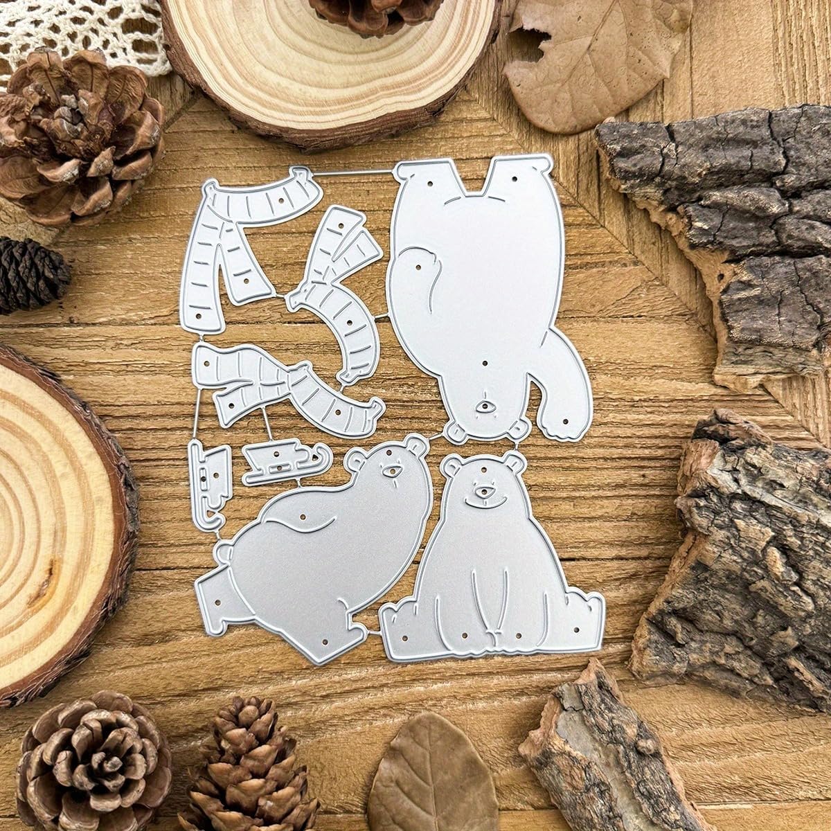 Lapoo Festivals Metal Cutting Die for Scrapbooking - Durable, Cut Stencils for DIY Scrapbook Photo Album Decorative Paper Card, Card Making Supplies, Embossing (Three Polar Bears 4.9 x 4 in)