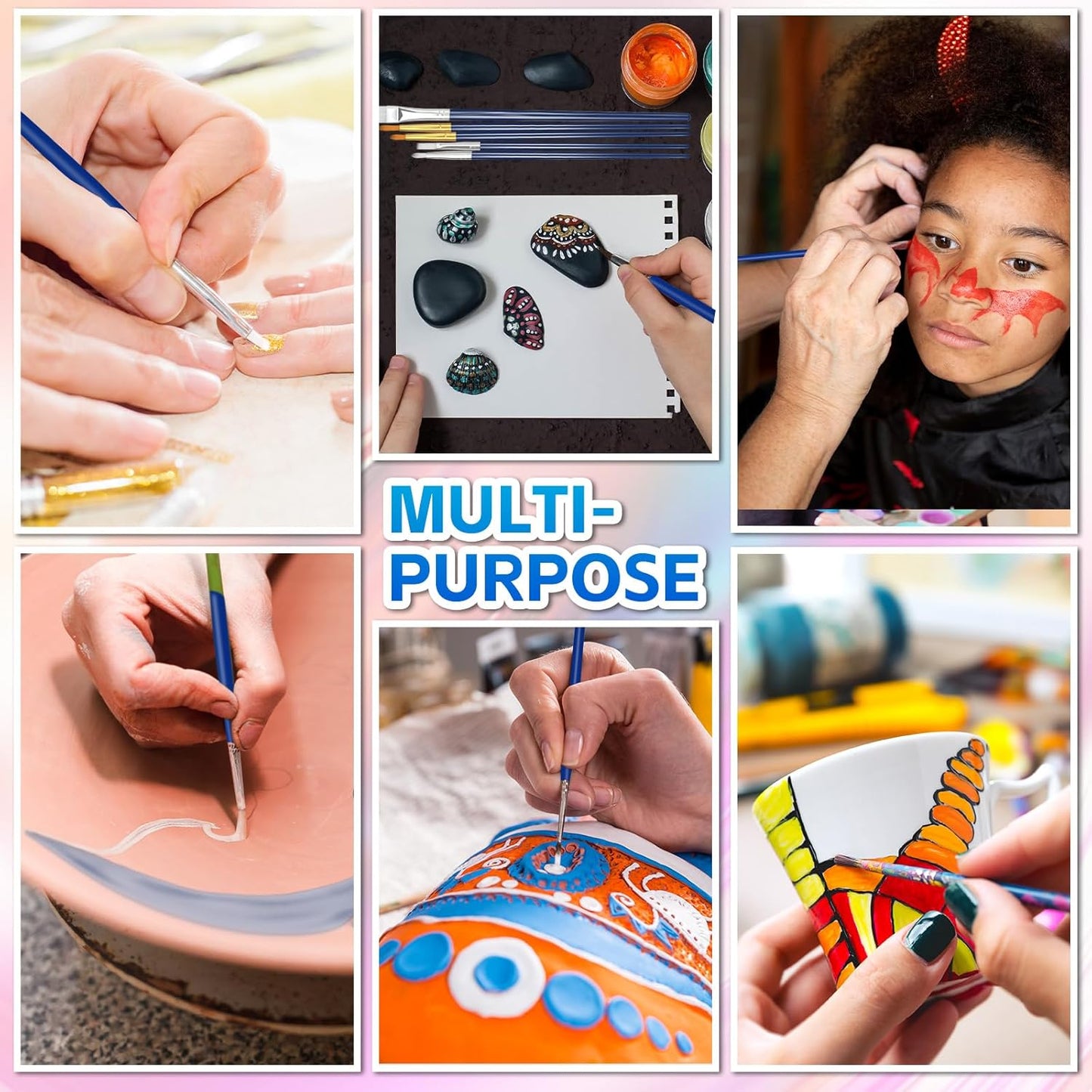 Paint Brushes Set, 20 Sizes Different Kids Painting Brushes Acrylic Paint Brush Set, Paint Brushes Bulk for Nail, Face Art, Craft, Rock Painting and School Project