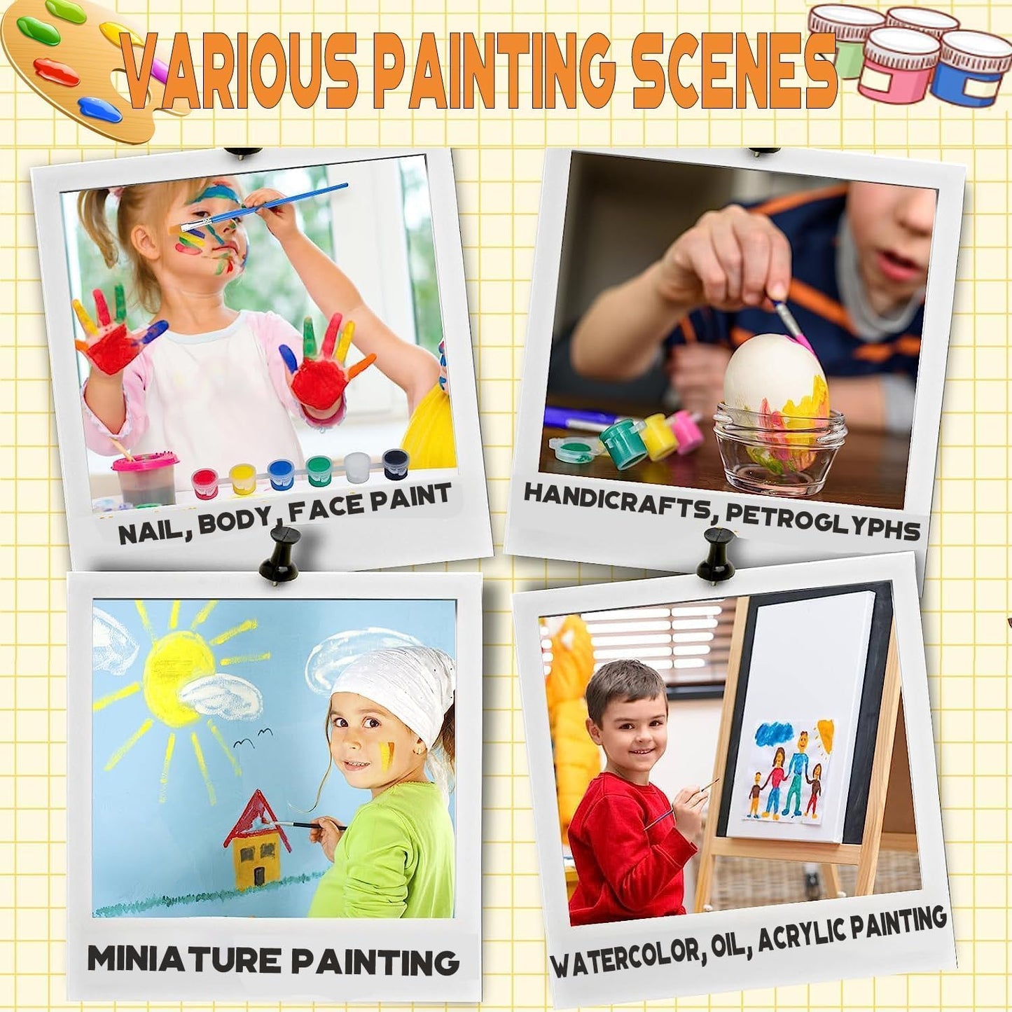 20 Pack Mini Acrylic Paint Set, 12 Colors Acrylic Paints Strips for Kids & Adults Craft Paint,280 PCS Kids Painting Kit Container Strips Storage for Home Birthday Classroom Party (280)