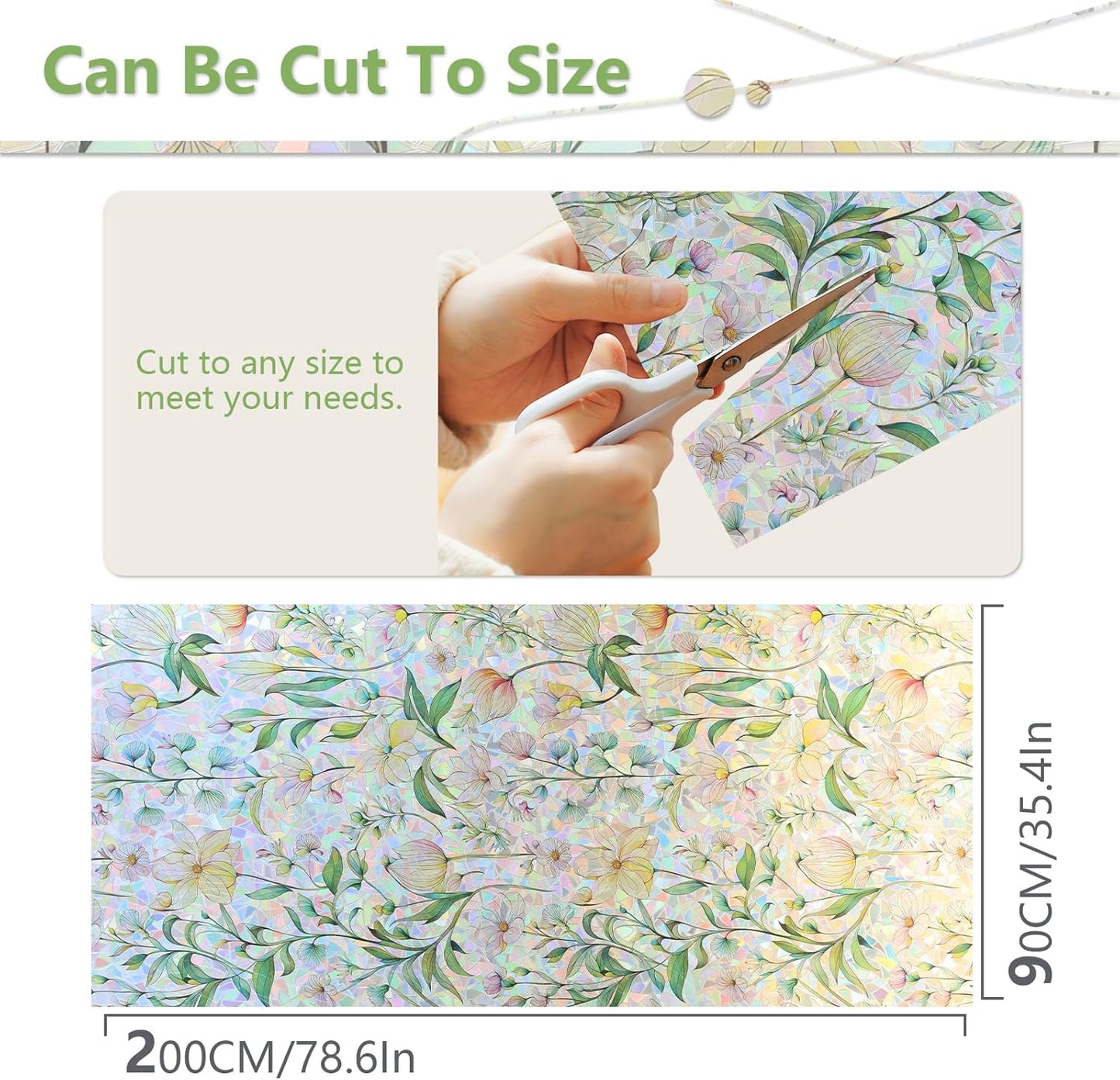 FINNEZ Window Privacy Film Stain Glass Film Flowers Rainbow Window Film Window Clings Non-Adhesive Reusable Decorative for Home(Forest Rainbow,35.4 Inch x 6.5 Feet)