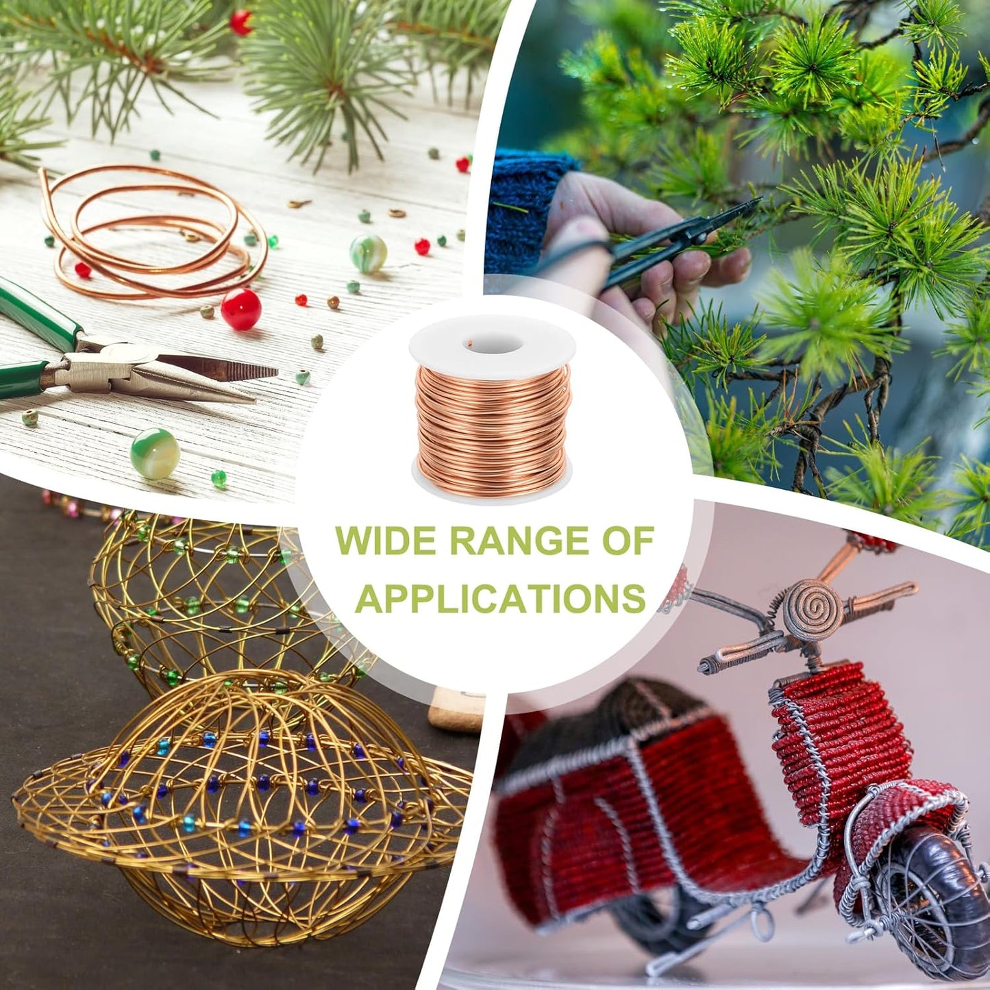 MECCANIXITY 12 Gauge Anodized Aluminum Craft Wire Bendable Bonsai Training Wire 98 Feet 2mm for Sculpting Crafts Wreath Floral Beading Jewelry Making, Copper Tone