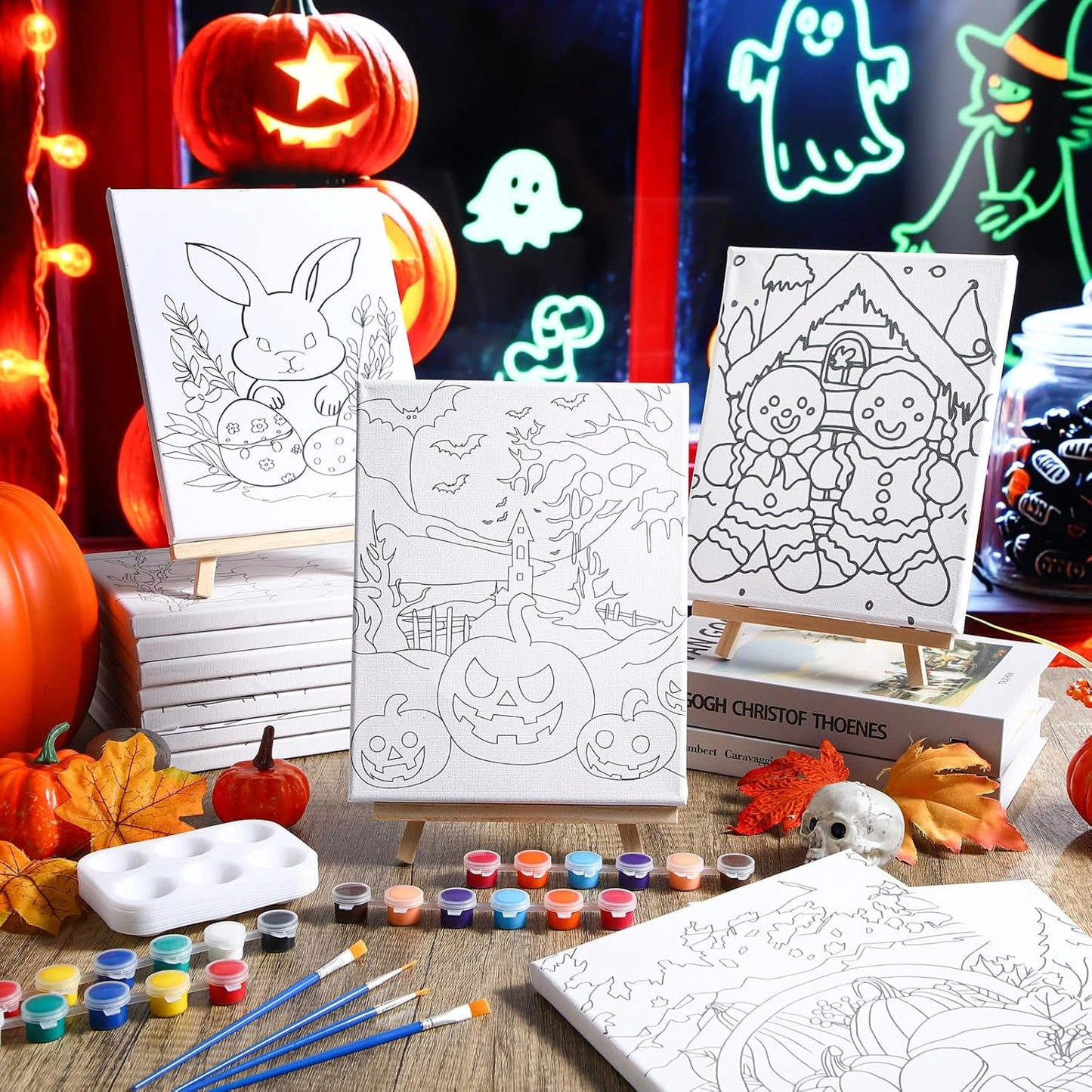 Zhanmai 12 Pack Pre Drawn Canvas for Painting Sip and Paint Kit 8" x 10" Paint Party Set Canvas Painting Pre Printed Canvases for Party Favor DIY Virtual Adult's Date Night (Classic Style)